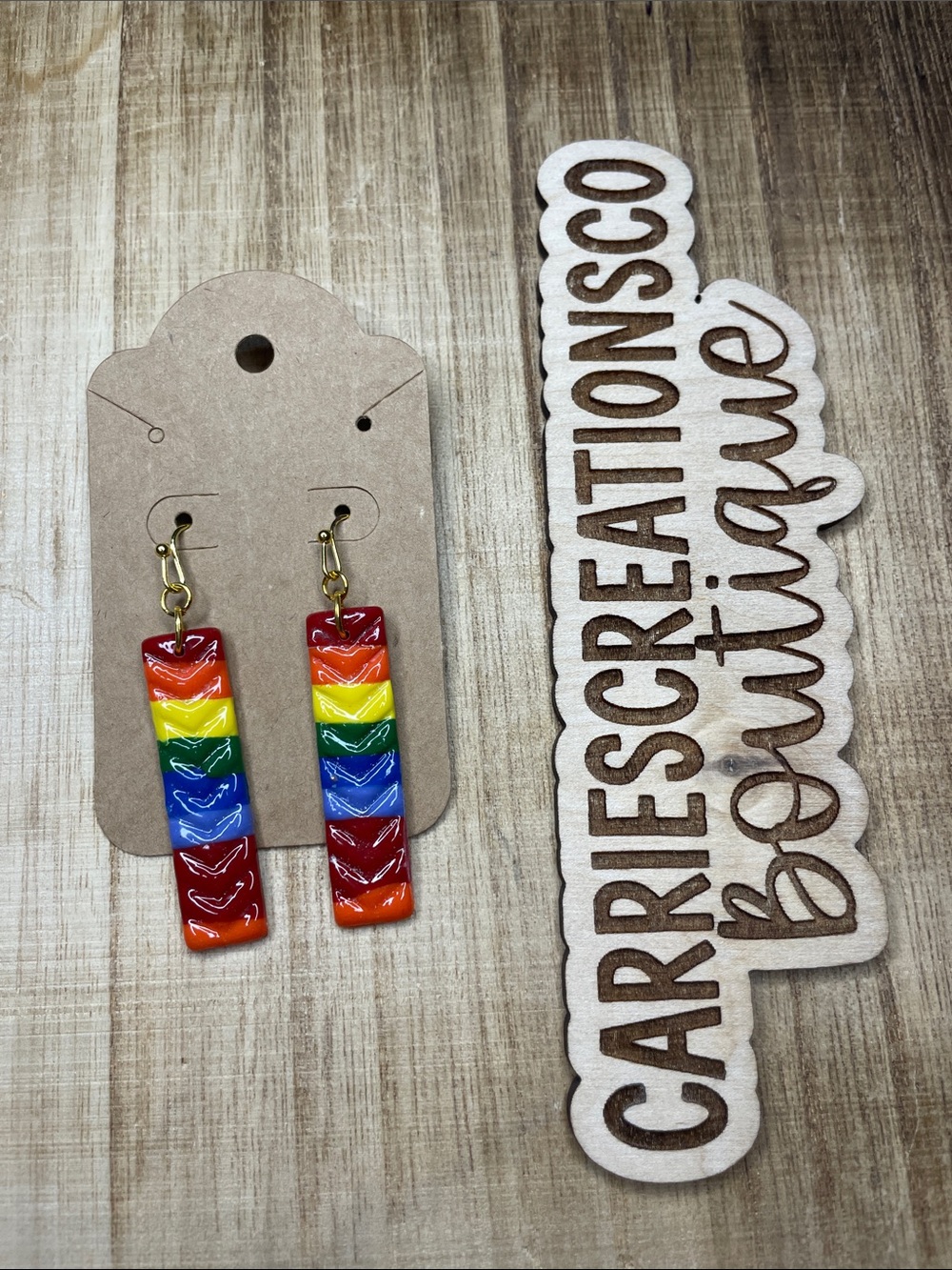 Rainbow Stripe Dangle Earrings
